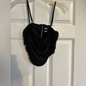 Zesica Black Ruched Crop Cowl Neck Tank (NWT)